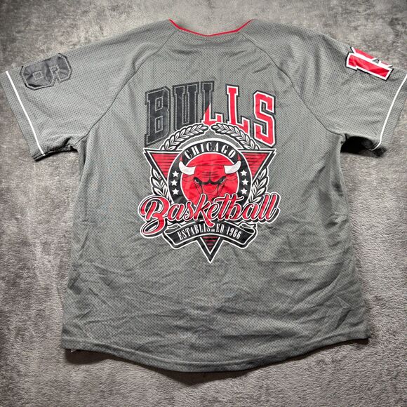 NBA Men Chicago Bulls Split Logo Jersey Shirt Button Up 1966 Grey Size XXL H246 - Picture 5 of 11